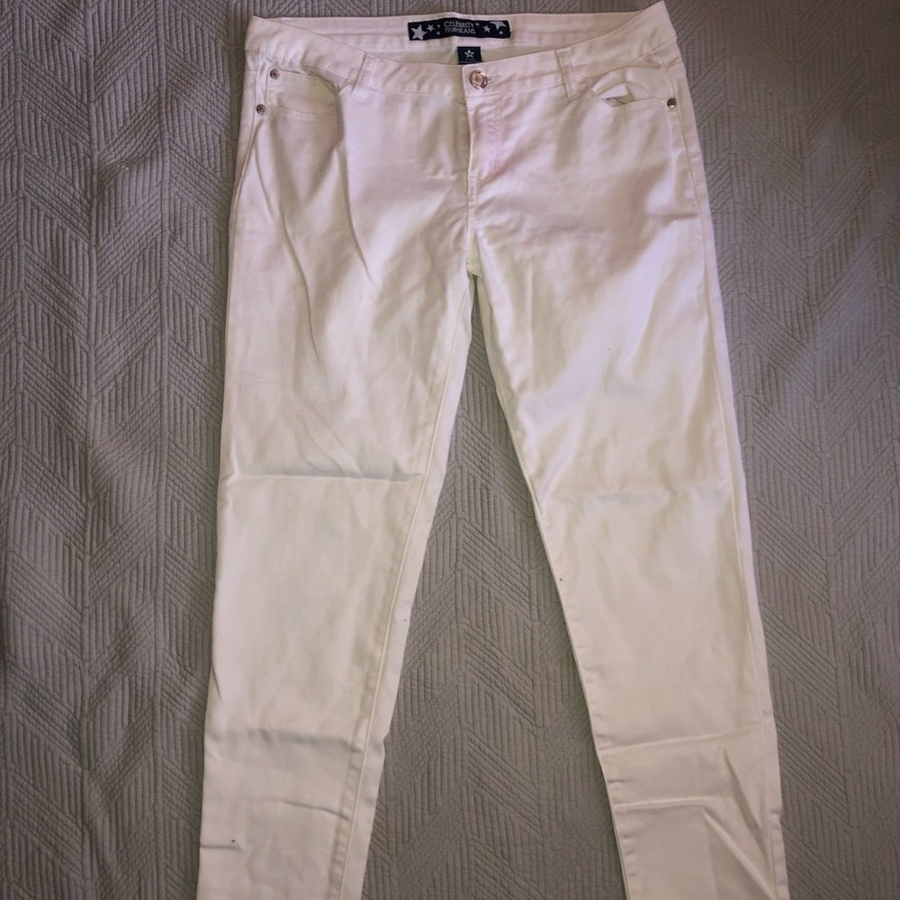 WHITE MID RISE SKINNY JEANS